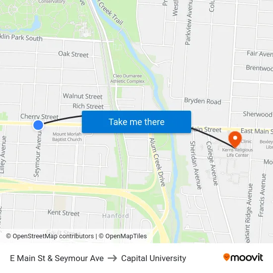 E Main St & Seymour Ave to Capital University map