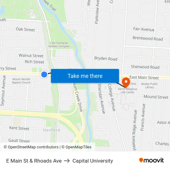 E Main St & Rhoads Ave to Capital University map