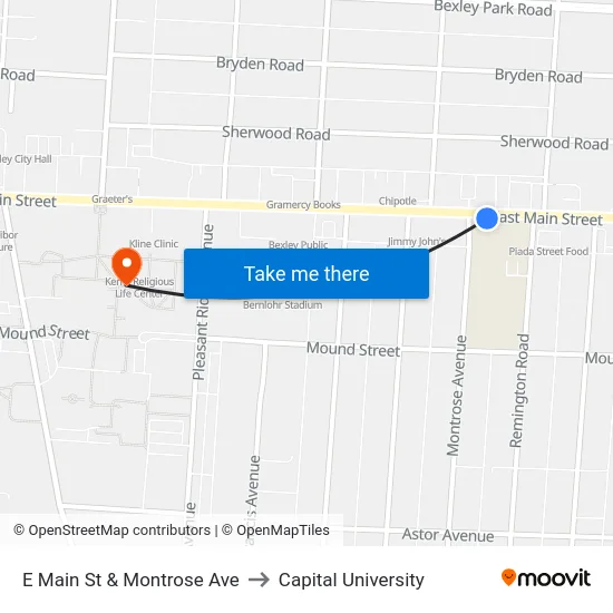 E Main St & Montrose Ave to Capital University map