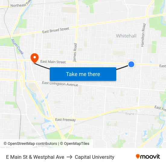 E Main St & Westphal Ave to Capital University map