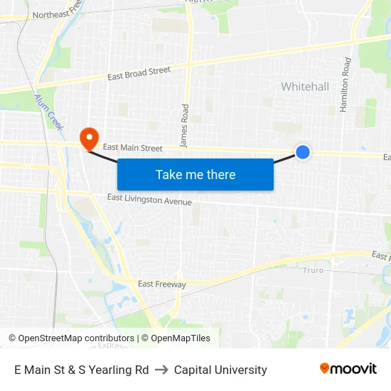 E Main St & S Yearling Rd to Capital University map