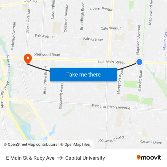 E Main St & Ruby Ave to Capital University map