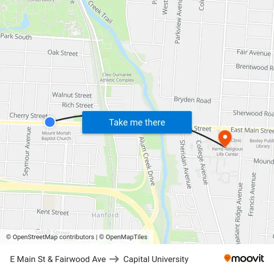 E Main St & Fairwood Ave to Capital University map
