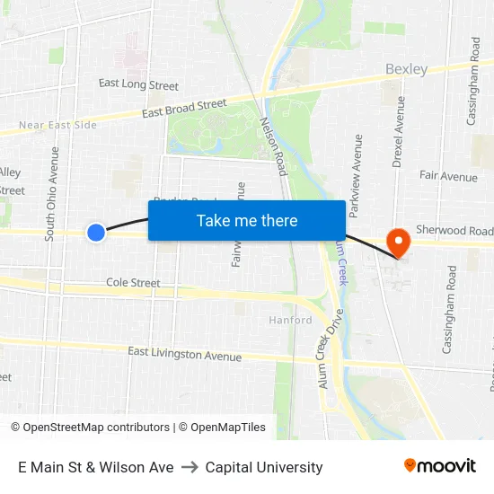 E Main St & Wilson Ave to Capital University map