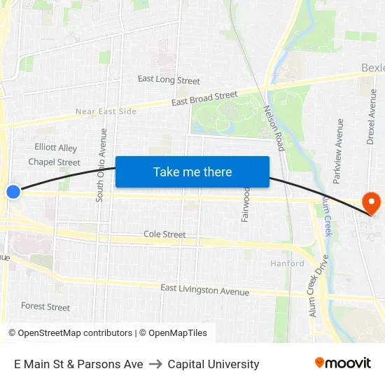 E Main St & Parsons Ave to Capital University map