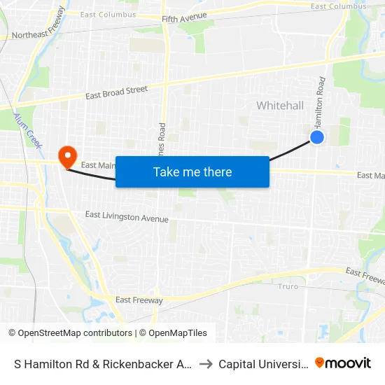 S Hamilton Rd & Rickenbacker Ave to Capital University map