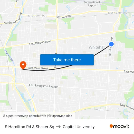 S Hamilton Rd & Shaker Sq to Capital University map