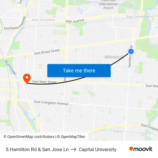 S Hamilton Rd & San Jose Ln to Capital University map