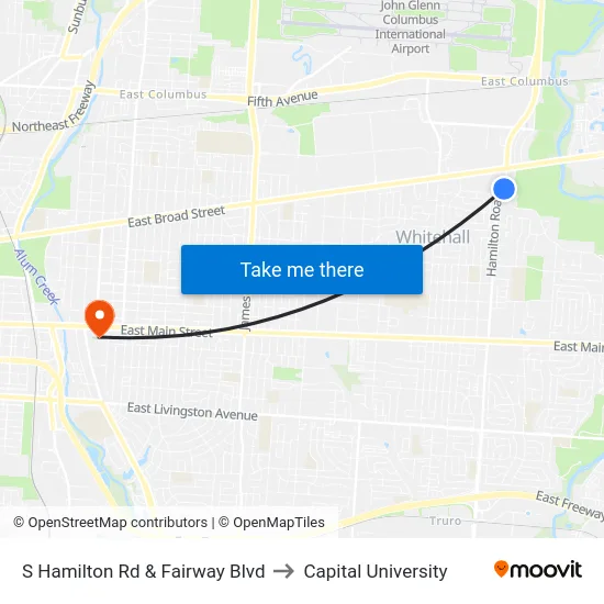S Hamilton Rd & Fairway Blvd to Capital University map