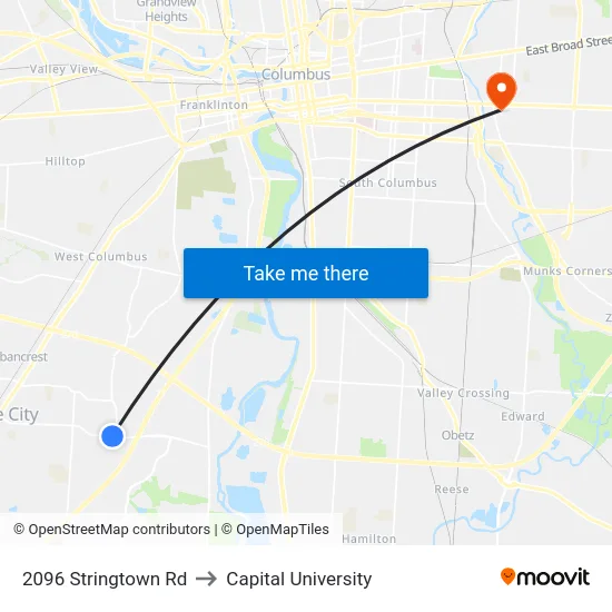 2096 Stringtown Rd to Capital University map