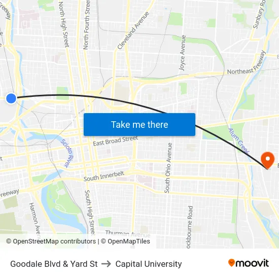 Goodale Blvd & Yard St to Capital University map