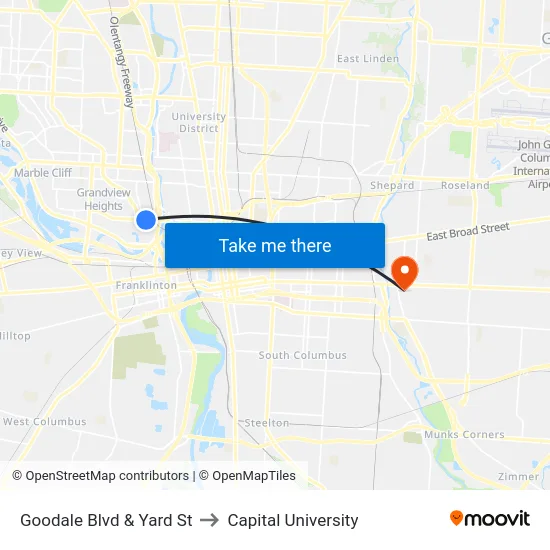 Goodale Blvd & Yard St to Capital University map