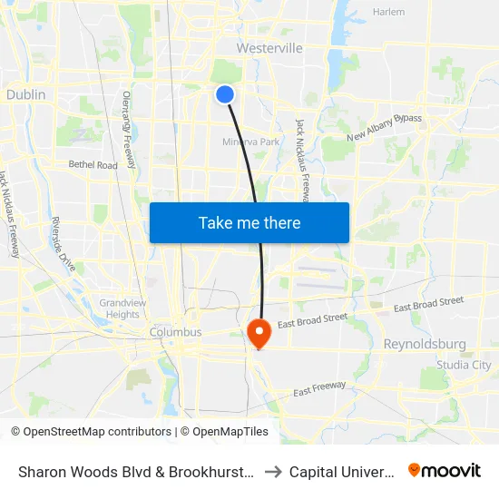Sharon Woods Blvd & Brookhurst Ave to Capital University map