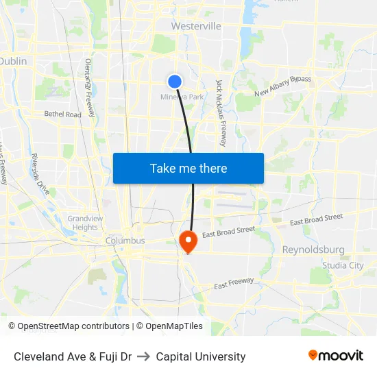 Cleveland Ave & Fuji Dr to Capital University map