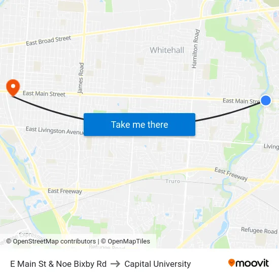 E Main St & Noe Bixby Rd to Capital University map