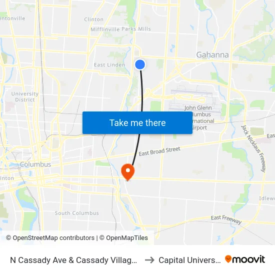 N Cassady Ave & Cassady Village Trl to Capital University map