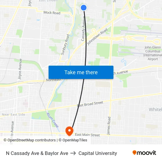 N Cassady Ave & Baylor Ave to Capital University map