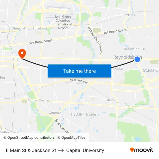 E Main St & Jackson St to Capital University map
