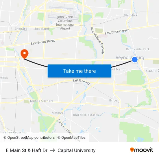 E Main St & Haft Dr to Capital University map