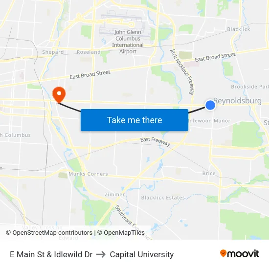 E Main St & Idlewild Dr to Capital University map
