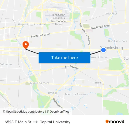 6523 E Main St to Capital University map