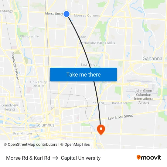 Morse Rd & Karl Rd to Capital University map