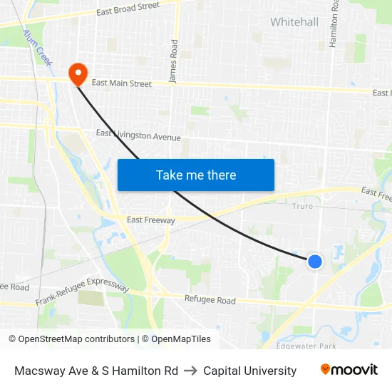 Macsway Ave & S Hamilton Rd to Capital University map