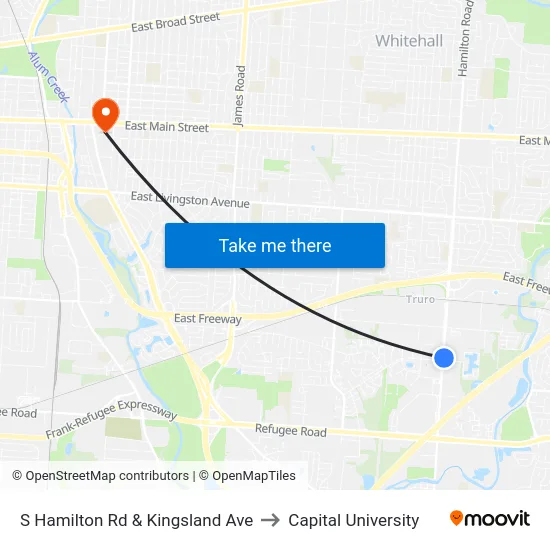 S Hamilton Rd & Kingsland Ave to Capital University map