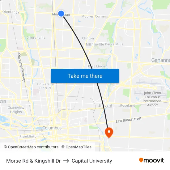Morse Rd & Kingshill Dr to Capital University map