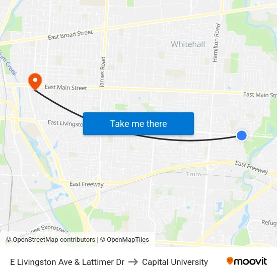 E Livingston Ave & Lattimer Dr to Capital University map