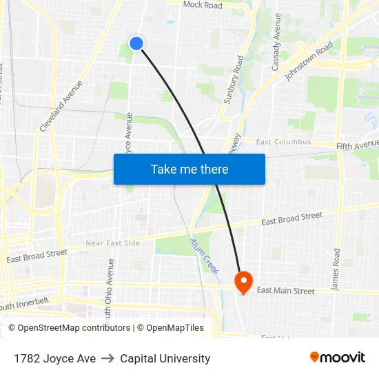 1782 Joyce Ave to Capital University map