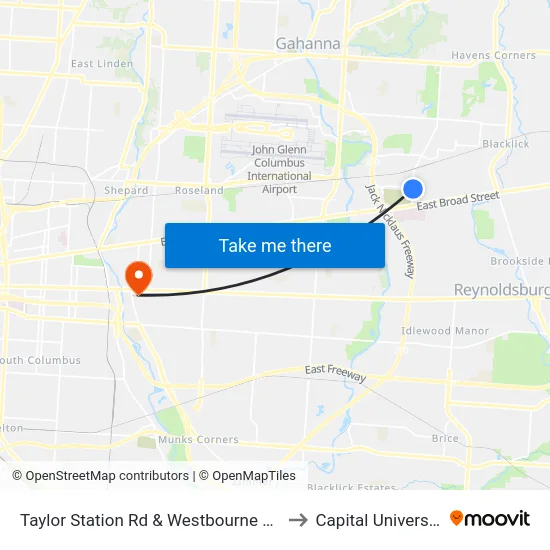 Taylor Station Rd & Westbourne Ave to Capital University map