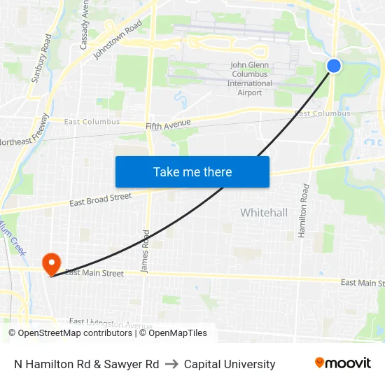 N Hamilton Rd & Sawyer Rd to Capital University map