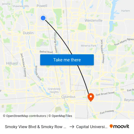 Smoky View Blvd & Smoky Row Rd to Capital University map