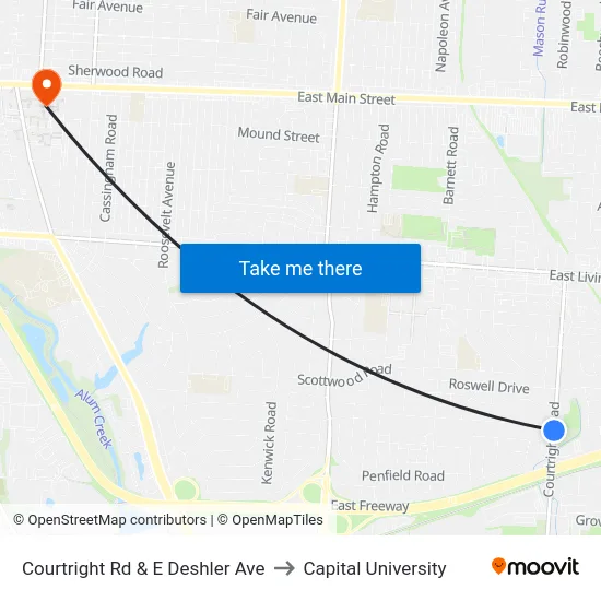 Courtright Rd & E Deshler Ave to Capital University map