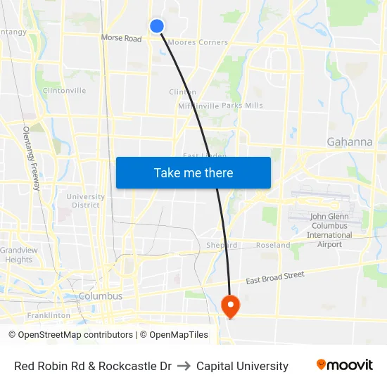 Red Robin Rd & Rockcastle Dr to Capital University map