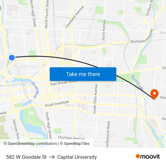 582 W Goodale St to Capital University map