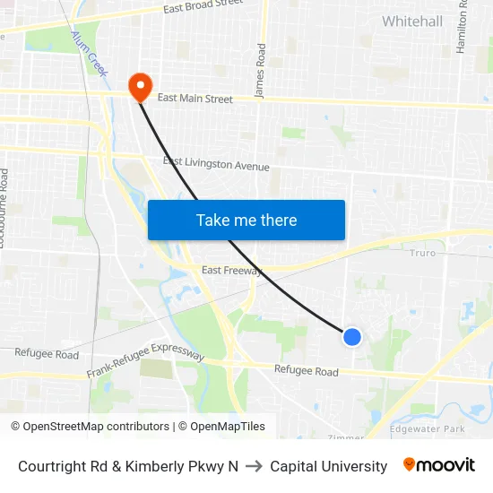 Courtright Rd & Kimberly Pkwy N to Capital University map