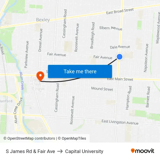 S James Rd & Fair Ave to Capital University map