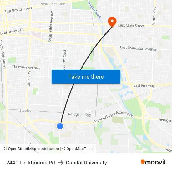 2441 Lockbourne Rd to Capital University map