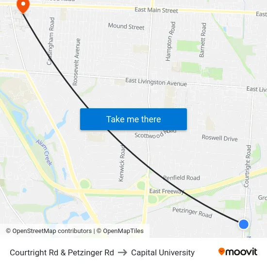 Courtright Rd & Petzinger Rd to Capital University map