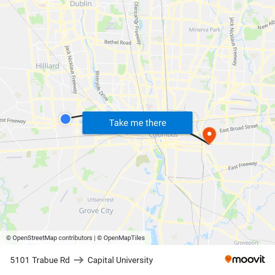 5101 Trabue Rd to Capital University map