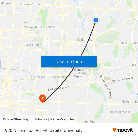 920 N Hamilton Rd to Capital University map