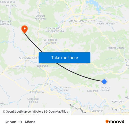 Kripan to Añana map