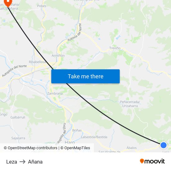 Leza to Añana map