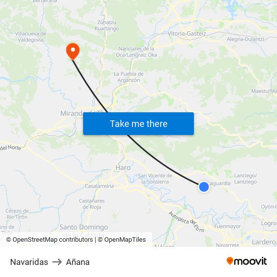 Navaridas to Añana map