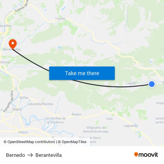 Bernedo to Berantevilla map