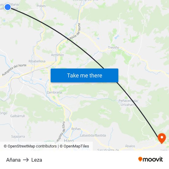 Añana to Leza map