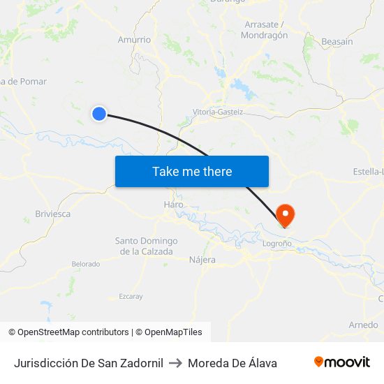 Jurisdicción De San Zadornil to Moreda De Álava map