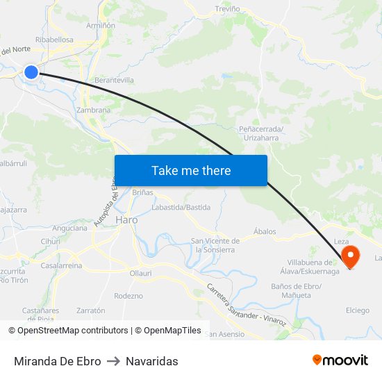 Miranda De Ebro to Navaridas map